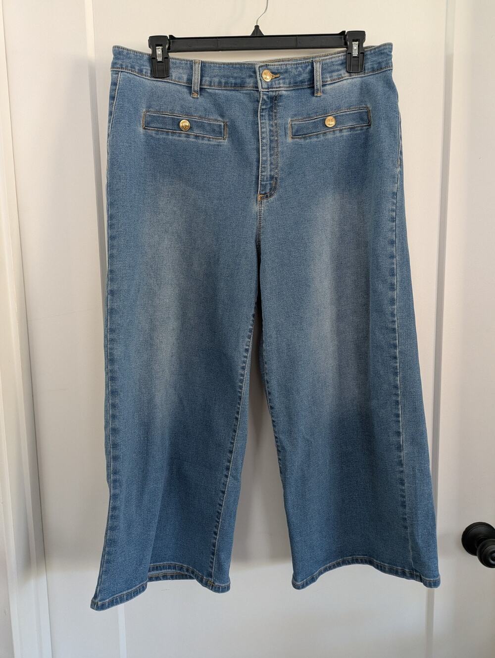 Michael Kors Size16 Denim Selma Cropped Jeans Gold Chic Prestige Old Money EUC